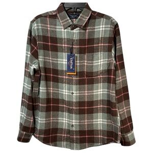Visitor Top Green Plaid Flannel Button Front in Size M ‎ NWT